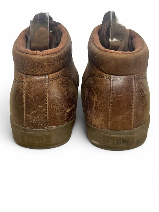 Polo Ralph Lauren Radus II Brown Leather Lace-Up Sneakers Mens Size 9D